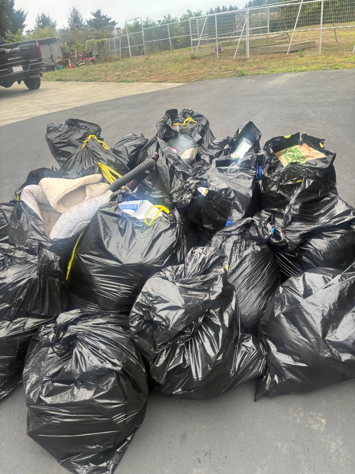 Bags of trash collected for disposal