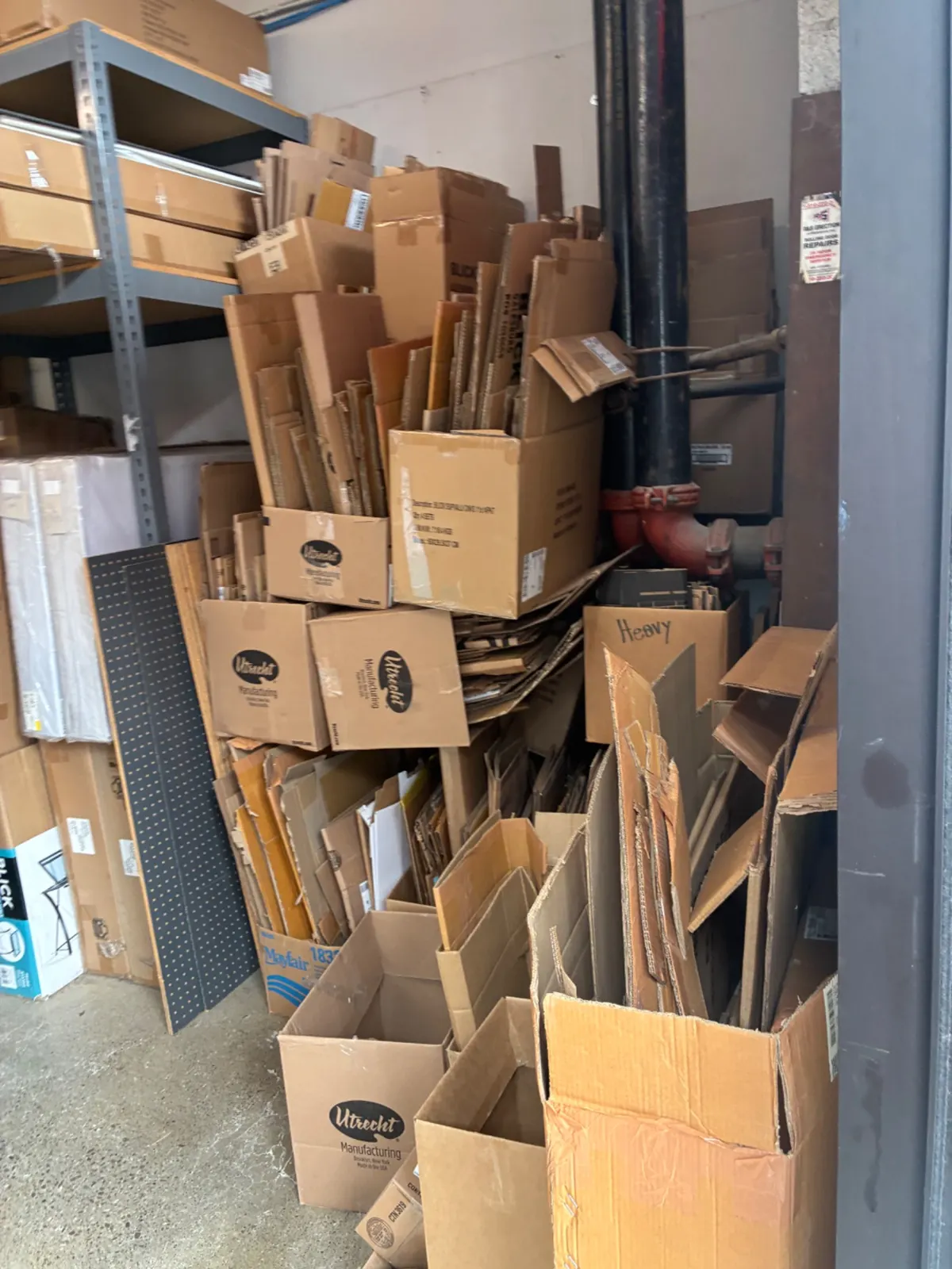 Cardboard boxes collected for recycling