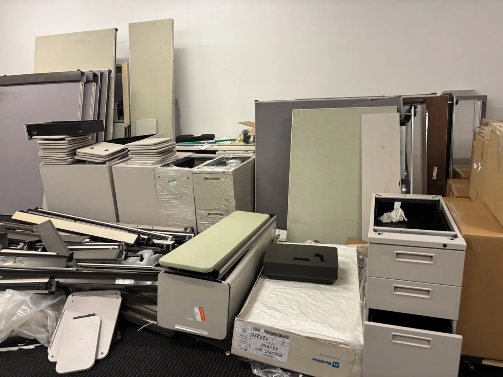 Filing cabinets and office equipment for removal